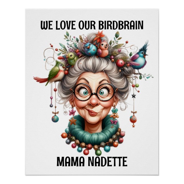 Póster Mais velho Divertido Com Aves (Frente)