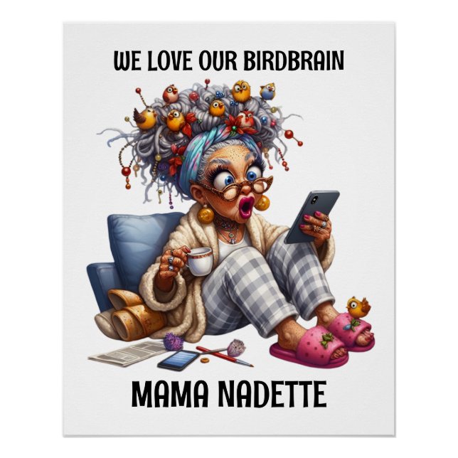 Póster Mais velho Divertido Com Aves (Frente)