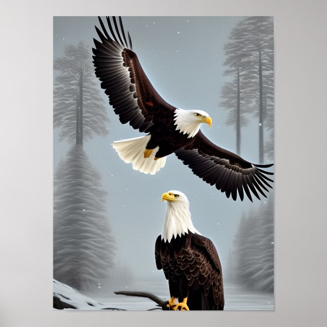 Poster Maiúscula Bald Eagle Art (Frente)