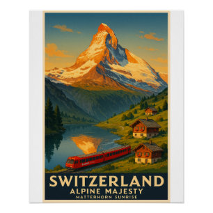 Póster Majestade Alpina - Matterhorn Sunrise