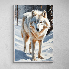 Poster Majestade Ártica: Lobo Branco na Neve