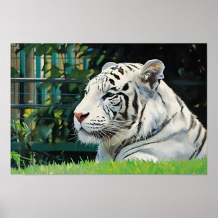 Poster Majestade Branca - Descansar Tiger Wildlife