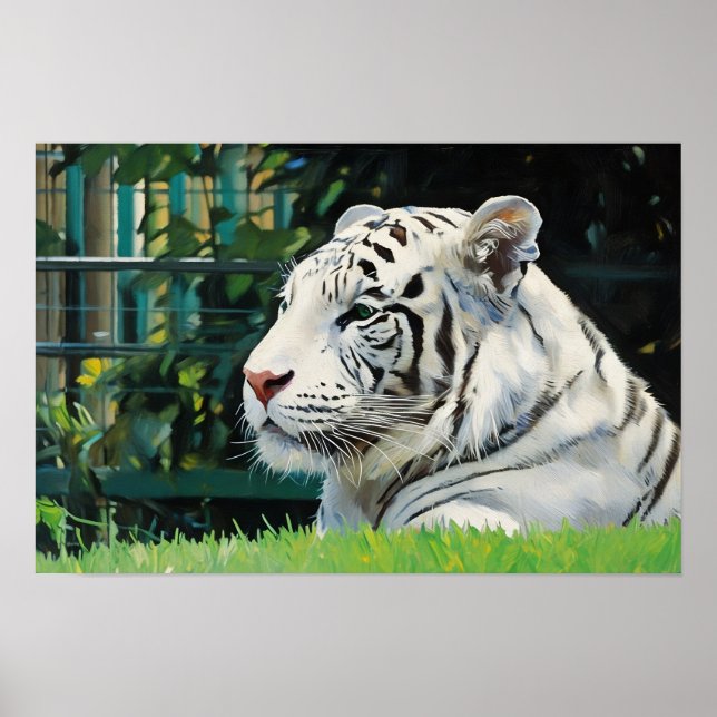Poster Majestade Branca - Descansar Tiger Wildlife (Frente)