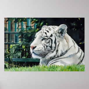 Poster Majestade Branca - Descansar Tiger Wildlife