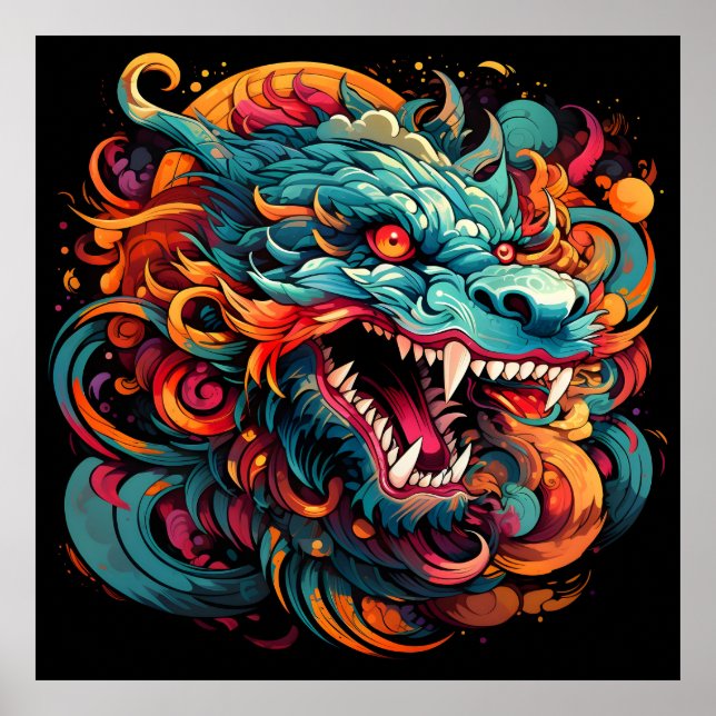 Poster Majestade do Dragão Oriental Moderno (Frente)
