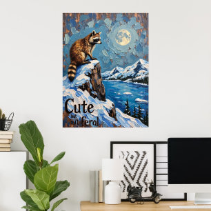Poster Majestade iluminada: Raccoon sobre Snowy Lake