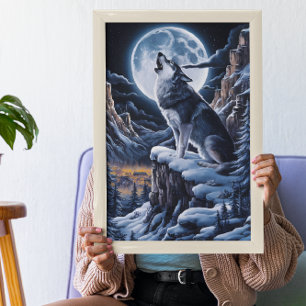 Poster Majestade iluminada: Wolf Atop Mountain