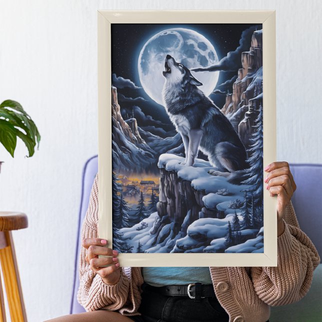 Poster Majestade iluminada: Wolf Atop Mountain (Criador carregado)