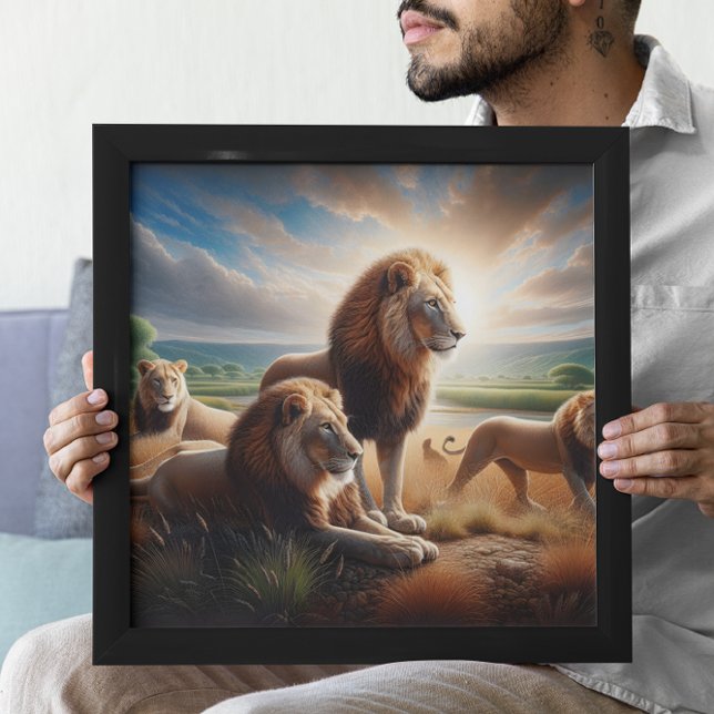 Poster Majestade Lions Roaming da Savana (Criador carregado)