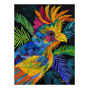 Póster Majestade Neon em Sombras Tropicais