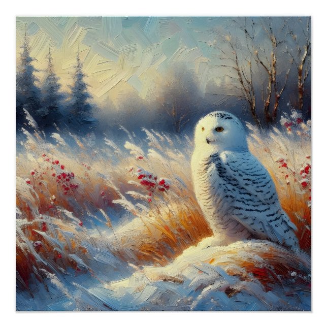 Póster Majestade Snowy Owl na natureza (Frente)