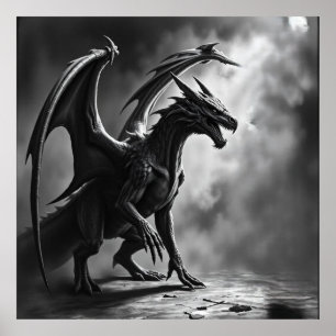 Poster Majestade Sombria: Arte Carvões do Dragão