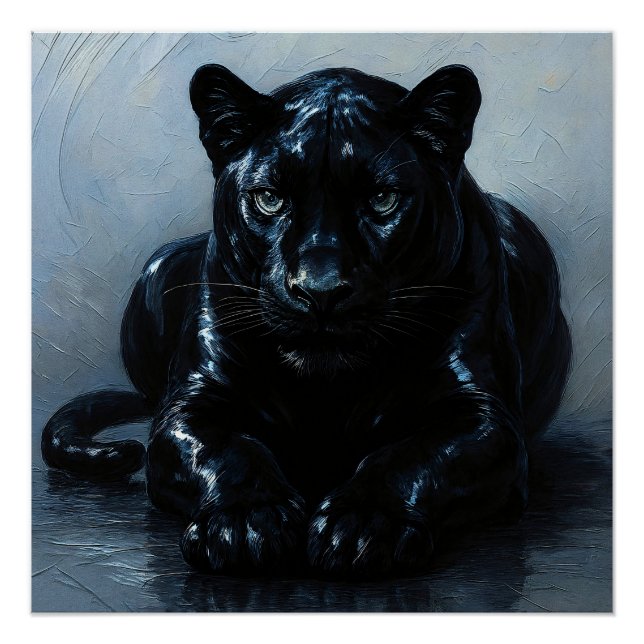Póster Majestätischer Schwarzer Panther – Malerei Porträt (Frente)