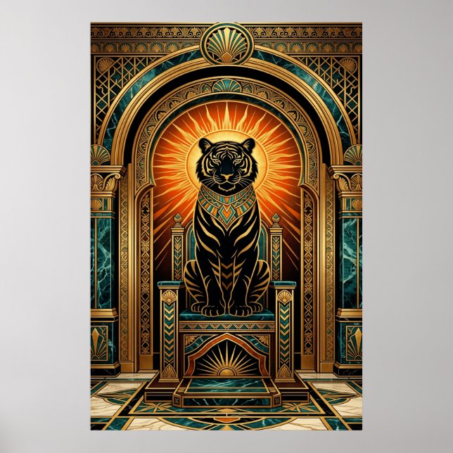 Poster Majestic Art Deco Tiger Gold Foil Style (Frente)