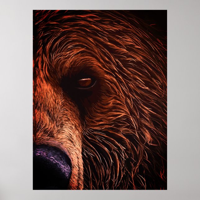 Poster Majestic Bear Portrait Art – Close-Up Wild Animal (Frente)