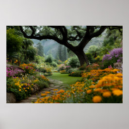 Poster Majestic Blossom Canopy Garden Path