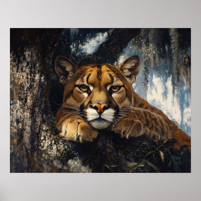 Poster Majestic Cougar in Forest (Frente)