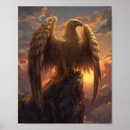 Poster Majestic Golden Eagle Fantasy – Mythical Phoenix