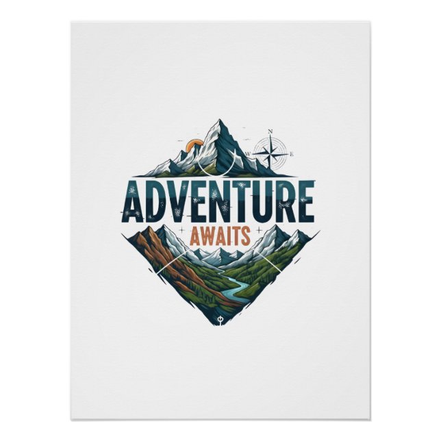 Póster Majestic Mountain & River Adventure Art Print (Frente)