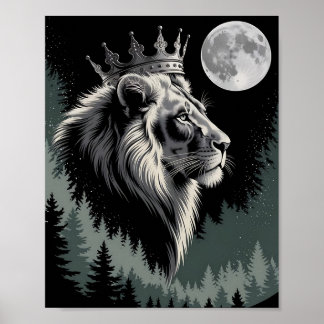 Poster Majestosa Floresta da Lua do Leão Coroado