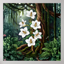 Majestosa Lírio Branco na Arte da Selva Encantada