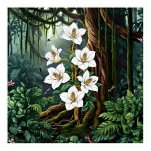 Majestosa Lírio Branco na Arte da Selva Encantada