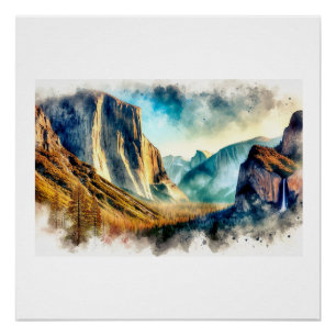 Póster Majestosa Paisagem de Yosemite,