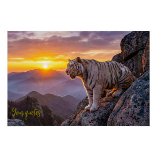 Póster Majestoso pôr do sol do tigre branco