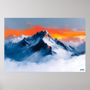 Poster Majestoso Pôr do Sol nas Montanhas Fauvista, Paisa