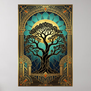 Poster Majestoso Projetor de Filme Vintage Art Deco Doura