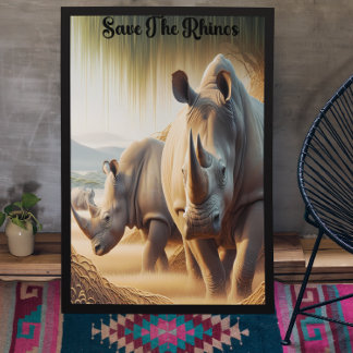 Poster Majestoso Rhinos: Uma Grace dos Campos