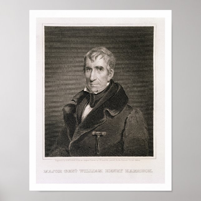 Póster Major-General William Henry Harrison, gravado por (Frente)