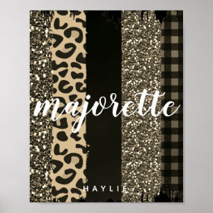 Poster Majorette Faux Cheetah e Glitter personalizados