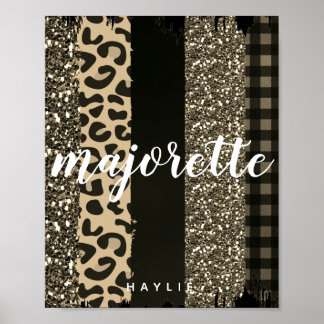 Poster Majorette Faux Cheetah e Glitter personalizados