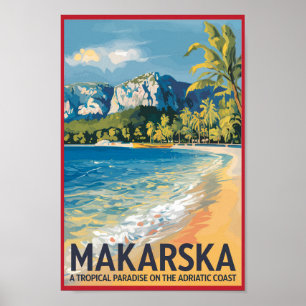 Poster Makarska Croácia Viagem Art Vintage