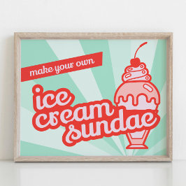 Poster Make your own Ice Cream Sundae Bar Tabletop Sign 
