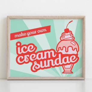 Poster Make your own Ice Cream Sundae Bar Tabletop Sign 