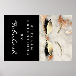Poster Makeup Beauty Salon Marble Lash Nome Cobre Marble