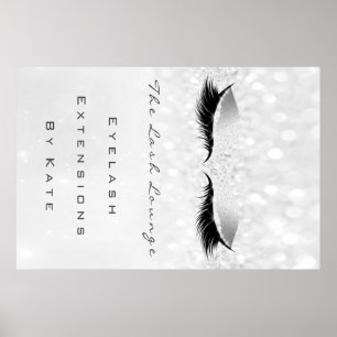 Poster Makeup Beauty Salon Name Cinza Silver Spark Lashes