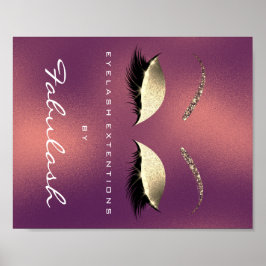 Póster Makeup Beauty Salon Name Dourado Lashes Cobre