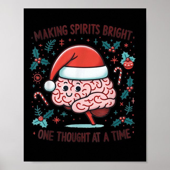Poster Making Srits Bright Funny Brain Christmas Mental H (Frente)