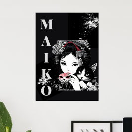 Poster MAKO Maiko Geisha Cherry Blossoms Japanese