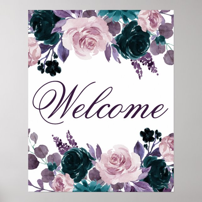 Poster Mal-humorada Boho | Quinceanera Floral Roxo Berinj (Frente)