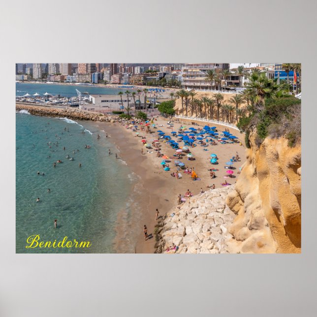 Poster Mal Pas Beach, Benidorm, Costa Blanca, Espanha (Frente)