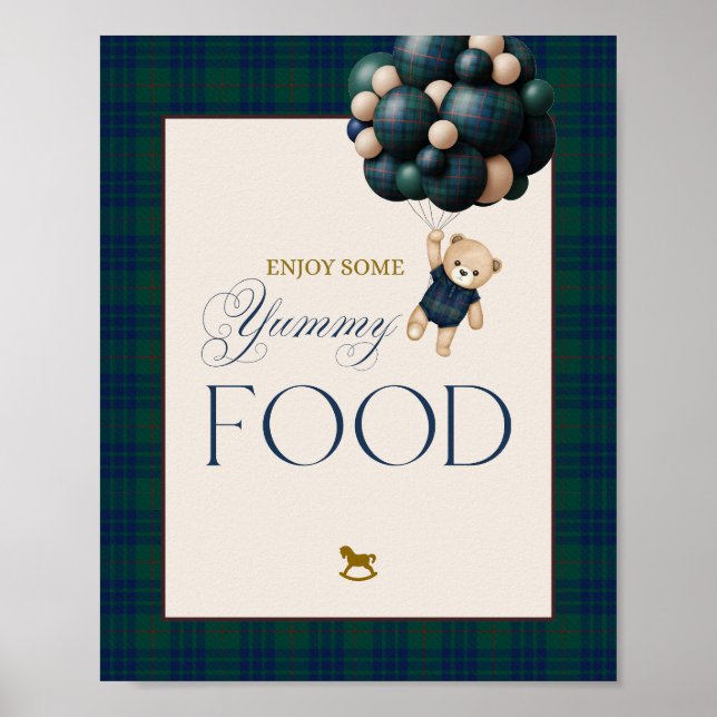Poster Mal posso esperar Chique Teddy Balão Chás de Bebê (Frente)