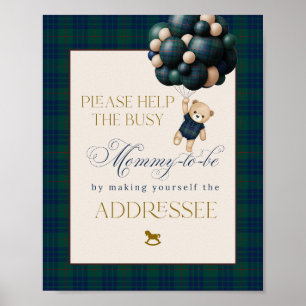 Poster Mal posso esperar Chique Urso Balão Chá de Bebê