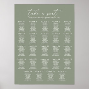 Poster Mala Verde Mínima 24 Gráfico de Assentos de Mesa