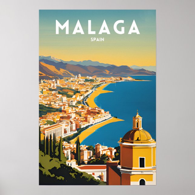 Poster Malaga Espanha Vintage (Frente)