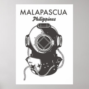 Poster Malapascua Filipinas Cartaz de viagem de mergulho