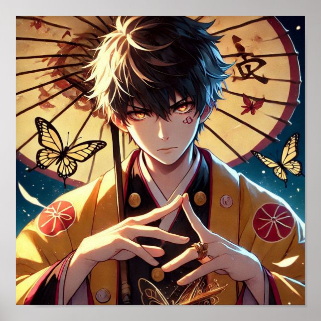 Poster Maldição da Borboleta: Guerreiro de Olhos Flamejan (Frente)